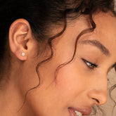 Pair of 925 Sterling Silver Large White CZ Diamond Flower Minimal Earrings